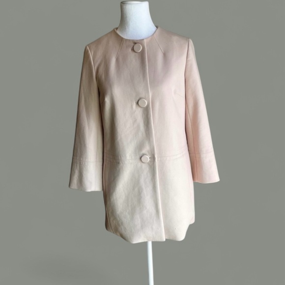 Talbots Blush Pink Collarless Button Front Coat Jacket, Peacoat, Feminine - Picture 1 of 12
